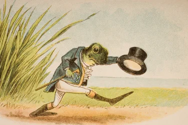 「古いマザーグースのライムスとテイルズ」から、彼がA-Wooing Goをするカエル、Frederick Warne und Co.、1890年代発行（chromolitho）