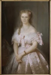 ブロシャール、コンスタント・ジョセフ（1816-1889）による「クリスティン・ニルソン（1843-1921）の肖像」。厚紙にパステル。サイズ：117x80cmストックホルム国立博物館