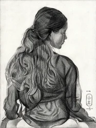 物思いにふける女性の絵