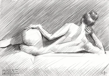 横たわる裸婦の習作