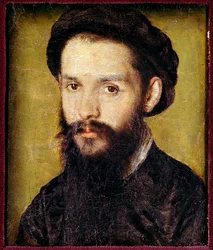Clement des Marets dit Marot (1496-1544) フランスの詩人の肖像。コルネイユ・ド・リヨン（ハーグのコルネイユ）（1500/1510-1574）の絵画 日。0,12 x 0,10 m. 16世紀。パリ、ルーヴル美術館