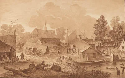 池のある村、c。 1782年。