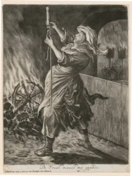 女性が照明弾に火をつける、連作「1695年、ウィリアム3世によるナミュール包囲を祝う人々の歓喜」第5葉