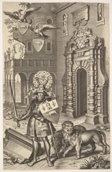 ジャン・ジャック・シフレ、レ・マルケス、1645年のタシス伯爵の寓意的な肖像画のイラスト.