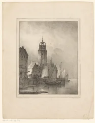 ヨットが町に停泊