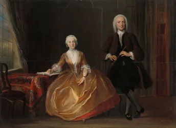 音楽を作るカップル Cornelis Troost（1696-1750）、パネルに油彩、1743