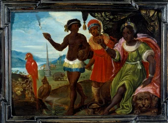世界の4つの部分。アフリカ。コルネリス・デ・ベリュール（1607-1671）の絵画、フランドル派