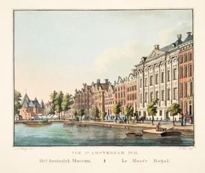 Vue d&39;Amsterdam No. 11。コニングリク博物館。 LeMuséeRoijal、1825年（手描きの彫刻）