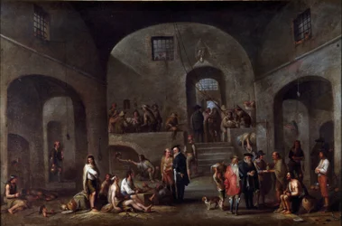 伍長のミゼリコルデの7つの作品。「囚人の訪問」 コルネリス・デ・ワエル（1592-1667）の絵画 (ec.flam) ゲネス、キアヴァリ銀行のコレクション