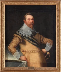 Gustave II Adolphe dit le Grand ou le lion du Nord (1594-1632) - スウェーデンの Gustavus Adolphus - Peinture de Cornelius Arendtz