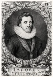 イギリスの王、ジェームズ1世の肖像画、R。ホワイト、1669年