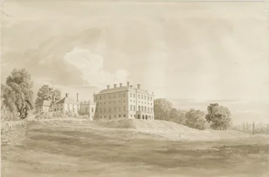Patshull House：セピア色のウォッシュドローイング、1820年8月