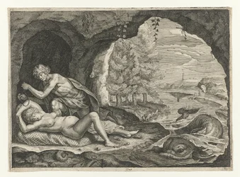 眠っているテティスに忍び寄るペレウス Ovid
