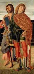聖マタイと聖セバスティアン、1499年頃（木製パネルのテンペラ）
