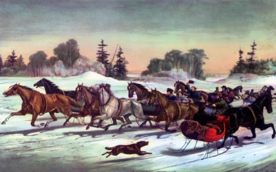 雪の上のひび割れ、1858年。