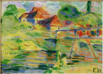 川岸に海水浴客がいるプレッツフェルト城