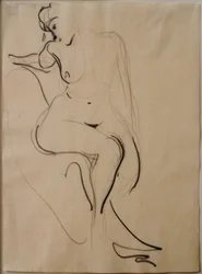 着席女性ヌード