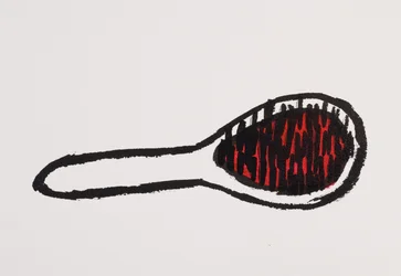 Hair Brush, 2017（紙に黒と赤の墨汁）