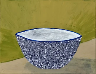 優雅な青いボウルの静物画