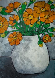 素朴なオレンジ色の花瓶