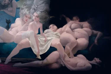 若い花嫁とその友人たち、細部、シャルル・ペロー（1628-1703）作『青ひげ』より