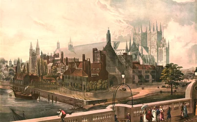 ウェストミンスターホールアンドアビー、c1819。 J.Gendallの後