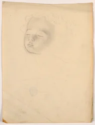 ドローイング、眠る子供、1840-45年