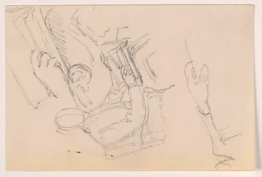 デッサン、ロバート・L・スチュアート、座像、最初の肖像画、長老病院用、別個の腕の習作、1881年
