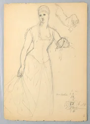 素描、ベラ・ウォーシャムの肖像画のためのスケッチ、1878年