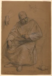素描、「ティツィアーノ・ショーイング」のための習作、1872年
