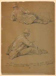 素描、画家の2つの習作、1864年