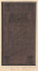 イーストハム教会のラティマー卿のキャサリン娘の墓の上のスラブ