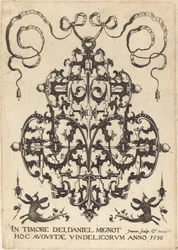 タイトル ページ: 大きなペンダント、下部に 2 つの翼のある架空の人物