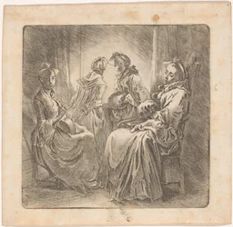 窓際の 4 人の女性