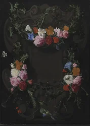 花輪の石のカルトゥーシュ