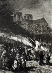 テンプル騎士団の炎、「L&39;Histoire de France」のイラスト、ジュールミシュレ（1798-1874）