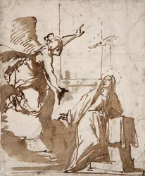 ダニエレ・クレスピ（1598-1630）による受胎告知の描画準備17世紀マルコラコレクション