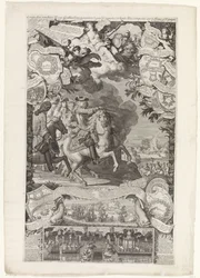 フランスとスペインに対する連合軍の勝利、1702 年 彼女の Hooge Allies の征服は Vranckrijck ende Spanije inden Jare 1702 に対して勝利した / Conquestes des hauts Alliez remportée sur la France et L