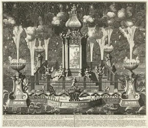 ユトレヒト条約の祝典での花火、1713年 ordere van Haar Ed. Groot Mog: Heeren States of Holland and West Vriesland (...) in Hague, in the vyver (