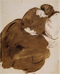 ジェーン・モリス（1839-1914）（ペン、インク、紙に洗う）