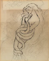 レディ・リリス、c。 1869年（紙に鉛筆、ペン、茶色のインク）