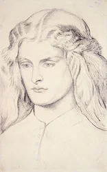 アニー・ミラーのポートレート習作 1860-63年頃 （紙にペン、墨、黒鉛