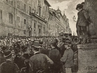 アゴスティーノ・ベルターニ（1812-1886）の葬儀、イタリアの愛国者、政治家、イタリア、ローマ、ダンテ・パオロッチによるデッサン、『L