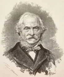 テレンツィオ・マミアーニ（1799-1885）の肖像（ダンテ・パオロッチのデッサンとデッラ・ヴァッレの写真によるエングレーヴィング）。