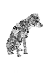 花と犬のシルエット