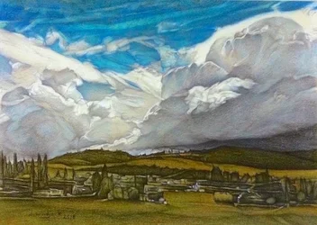 Unsettled Sky, 2018（紙に鉛筆）