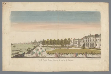バック グラウンドでロンドンとテムズ川のほとりからサマセット ハウスのビュー Le Palais Royal de Somerset / Vue du Palais Royal Somerset du côté de la Thamise (オブジェクトのタイトル)