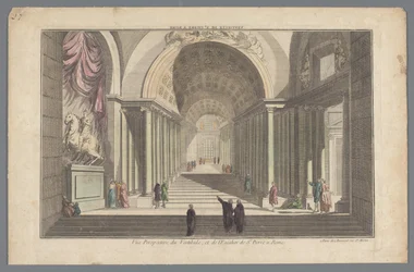 ローマのサンピエトロ大聖堂の前庭と階段の眺め Vestibule de St. Pierre a Rome / Vue Perspective du Vestibule, et de l
