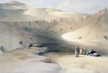 テーベの王の墓の入り口、デビッド・ロバーツ（1796-1864）の図面からのエングレーヴィング、「エジプトとヌビア」より