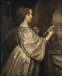 La reine Christine de Suede - スウェーデンのクリスティーナ王妃（1626-1689）の肖像、ベック、ダヴィッド（1621-1656）作。油彩・キャンバス